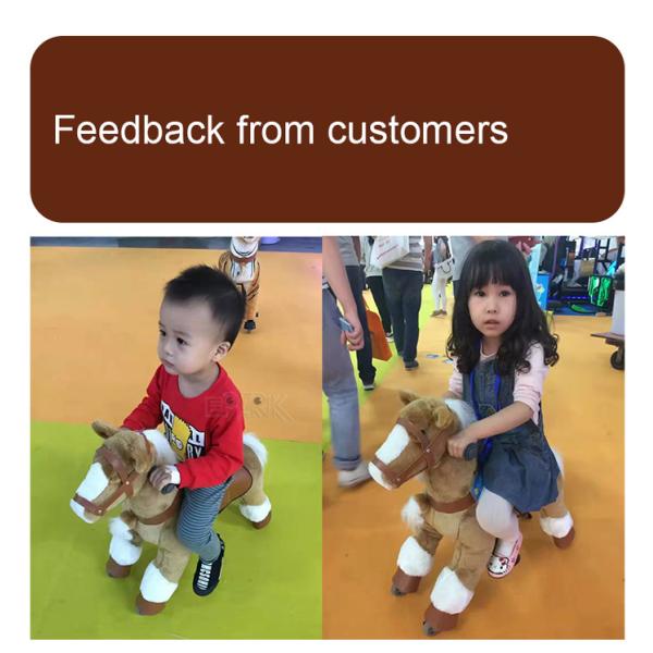 120W Kiddy Ride Machine Mechanical Rocking Horse Plush Toy On Wheels