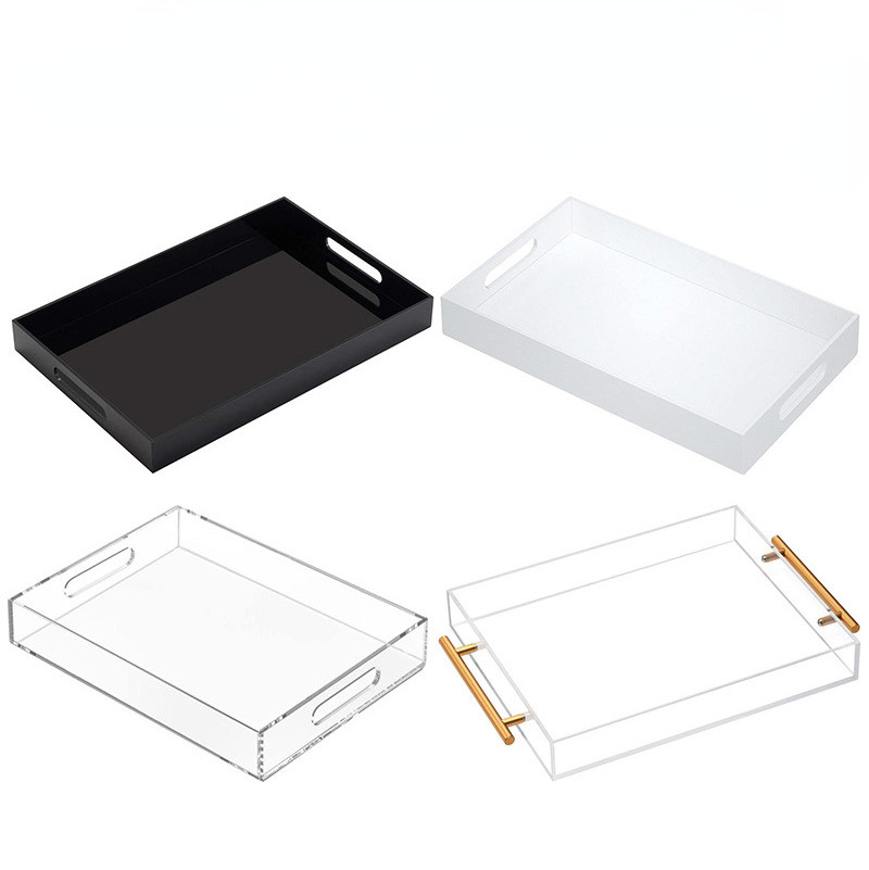 OEM ODM Clear Acrylic Serving Tray With Handles Stacking Design Customized