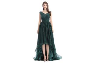 China Elegant V Neck Applique Beautiful Prom Dresses Soft And Romantic For Wedding factory