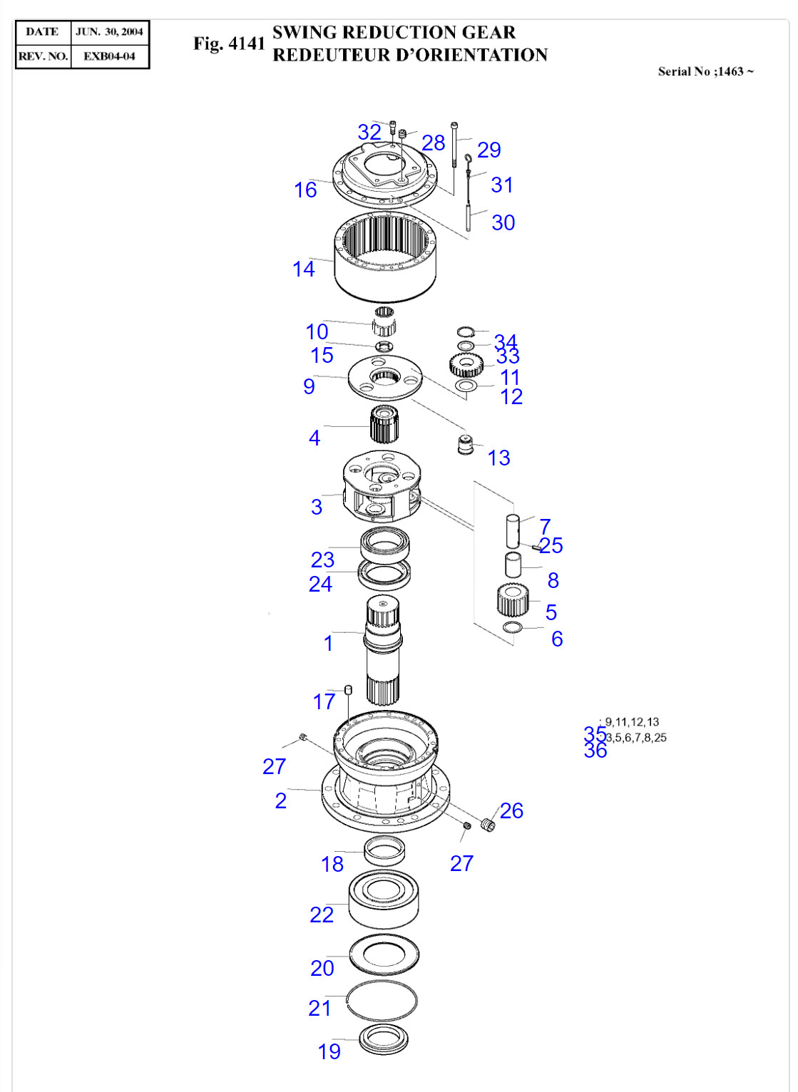 DH370-7 DH360-5 404-00094 Swing Reduction Gearbox Speed Rotation Slewing Gearbox