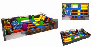 China 273M2 Big Rectangular Trampolines Discount Large Children Trampoline Park factory