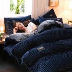 128x70 Fabric Density Flannel Velvet Fleece Bedding Set for Queen/King Size in
