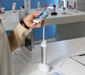 China COMER anti-theft cable lock devices for gsm cell Phone Security magnetic plastic Stand factory
