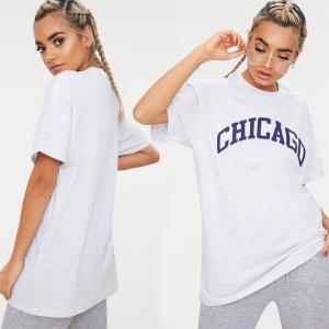 China Chicago plus size women T shirt grey factory