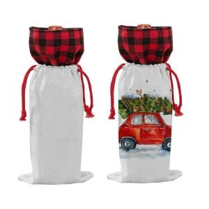 China Customised Blank Linen Sublimation Wine Bottle Bag For Sublimation Photo Printing factory