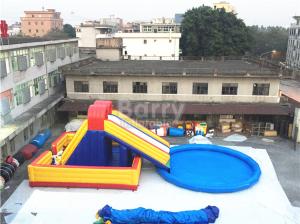 China Amusement Inflatable Backyard Water Park , Inflatable Slide With Pool factory