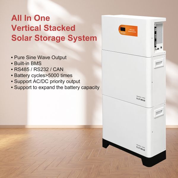 Home Solar Storage Energy System all In One Vertical Stacked Lifep4 Battery 10kWh Home Solar Storage Energy System 10kWh 51.2V 100Ah Lithium Battery