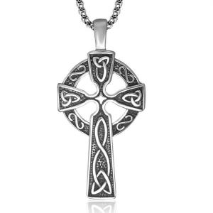 China 925 Silver Plated Titanium Stainless Steel Cross Pendant Vintage Old Necklace (SP205) factory