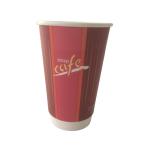 16 Oz Red Coffee Disposable Cups Compostable Aqueous Coated Double Wall