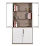 2 Glass Door I Shape RAL7035 Lockable Filing Cabinets