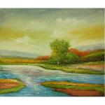 Handmade Nature Scenery Oil Painting on Canvas Abstract Colorful Field Landscape