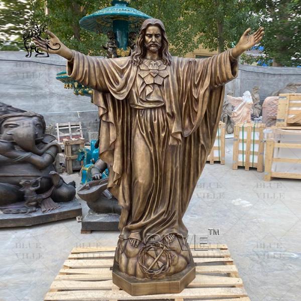 Jesus Bronze Sculpture Open Arms Life Size Casting Metal Christ Religious Brass Statue Outdoor Church
