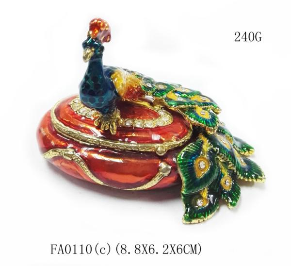 Fashion peacock shaped metal jewelry boxes peacock trinket box jewelry packing