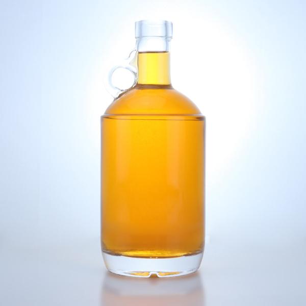 750ml Glass Spirits Bottle for Vodka Rum Tequila Featuring Ring Handle at Neck