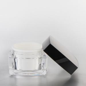 China 20g 30g 50g Square Acrylic Small Plastic Makeup Containers With Black Screw Lid factory