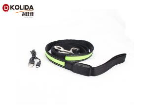 China Green / Pink / Blue Nature Nylon 120cm Illuminated Dog Leash , USB LED Waterproof Pet Collar factory