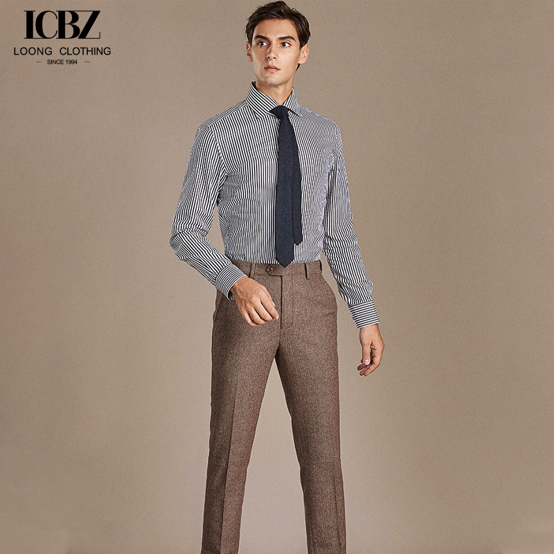 Autumn Light Luxury Men's Gray Business Casual Formal Cotton Shirt Long-Sleeved Shirt