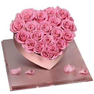 China Hot Sale Beautiful and Romantic Preserved Roses Flower Roses in Heart Gift Box for Wedding Decoration factory