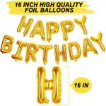 Gold Aluminum Foil Happy Birthday Balloons Banner for Birthday Party Decoration