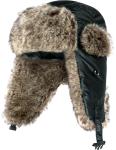 Strings Buckle Mens Russian Trapper Hat , Black / Grey Fur Mens Wool Hats For