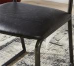 Vintage Top Genuine Black Leather Padded Dining Room Chairs Steel Frame European