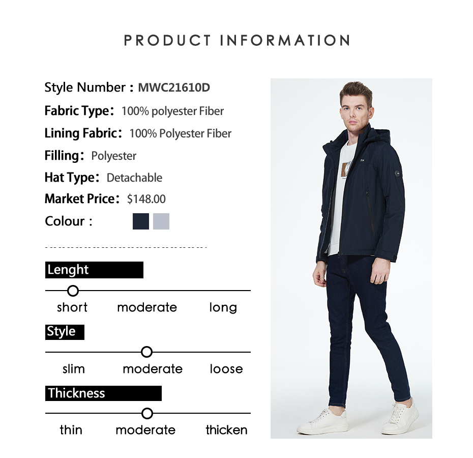 Man Sping Autumn Coat Fashionable and Practical Cotton Jacket for Autumn and Spring, black coat, man hooked coat