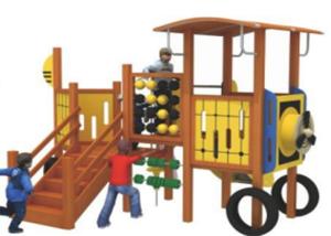 China Train Type Wooden Play Park Equipment Toddlers Wooden Outdoor Playset factory