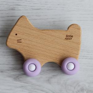 China Europe Design Removable Wheels Wooden Silicone Teether Vehicles For Toddlers factory