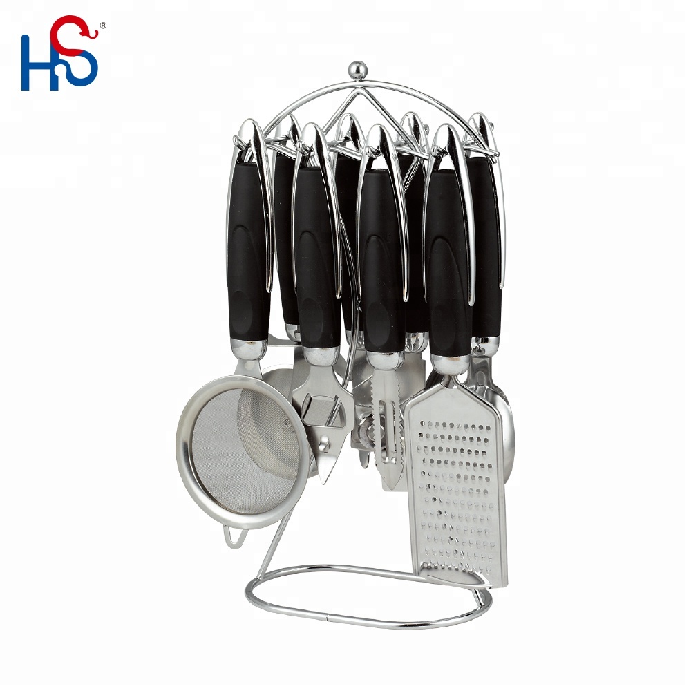 Home Kitchen ABS Handle Stainless Steel 430 Wooden Utensil Set Kitchen Ware Gadget Set