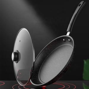 China Factory Direct Sale Thickened Black Iron Cooking Frying Pan Medical Stone Nonstick Fry Pan With Lid factory