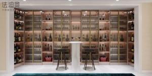 China European Grey Glass Custom Wine Cabinet Living Room Liquor Cabinet With Gold Trim factory