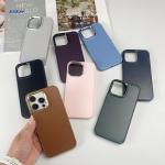 Back Cover 1mm Depth Groove Phone Case Metal Frame Key Inlay Leather Wood Velvet