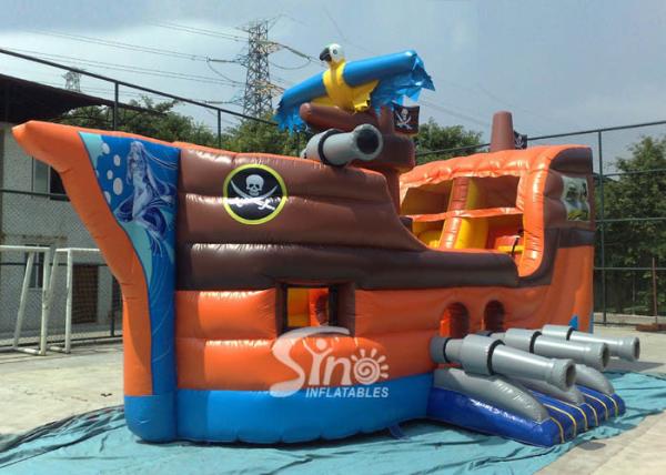 Outdoor commercial kids party inflatable pirate ship with slide N basketball