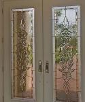 American Style Entry Door Glass Inserts With Clear Beveled And Patina Caming
