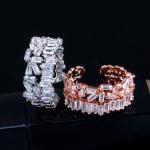 Fashion Copper Gold-Plated zircon Wedding ring women rings rainbow Adjustable