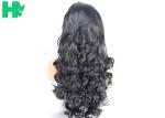 Long Black Color Curly Front Lace Wig , Full Lace Synthetic Wigs For Black Women