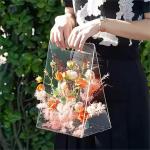 Customizable PVC Box Transparent PET Flower Favour Boxes Gift Handbag