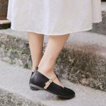 HZM043 Single Shoes Women'S Spring New Thick Heel Pointed Literary Single Shoes
