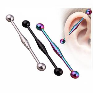 China Stainless steel multi spiral industrial barbell ear piercing body jewelry factory