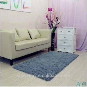 China Solid color polyester chenille living room rug mat factory