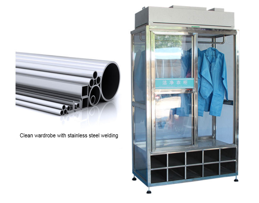 200W 300LX Cleanroom Clothes Storage Cabinet Stainless Steel