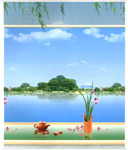 China Spring Polyester Patterned Roller Blind Manual Control Embossed on sale