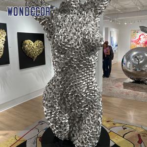 China Indoor collection of metal art decoration abstract bare female bust stainless steel sculpture factory