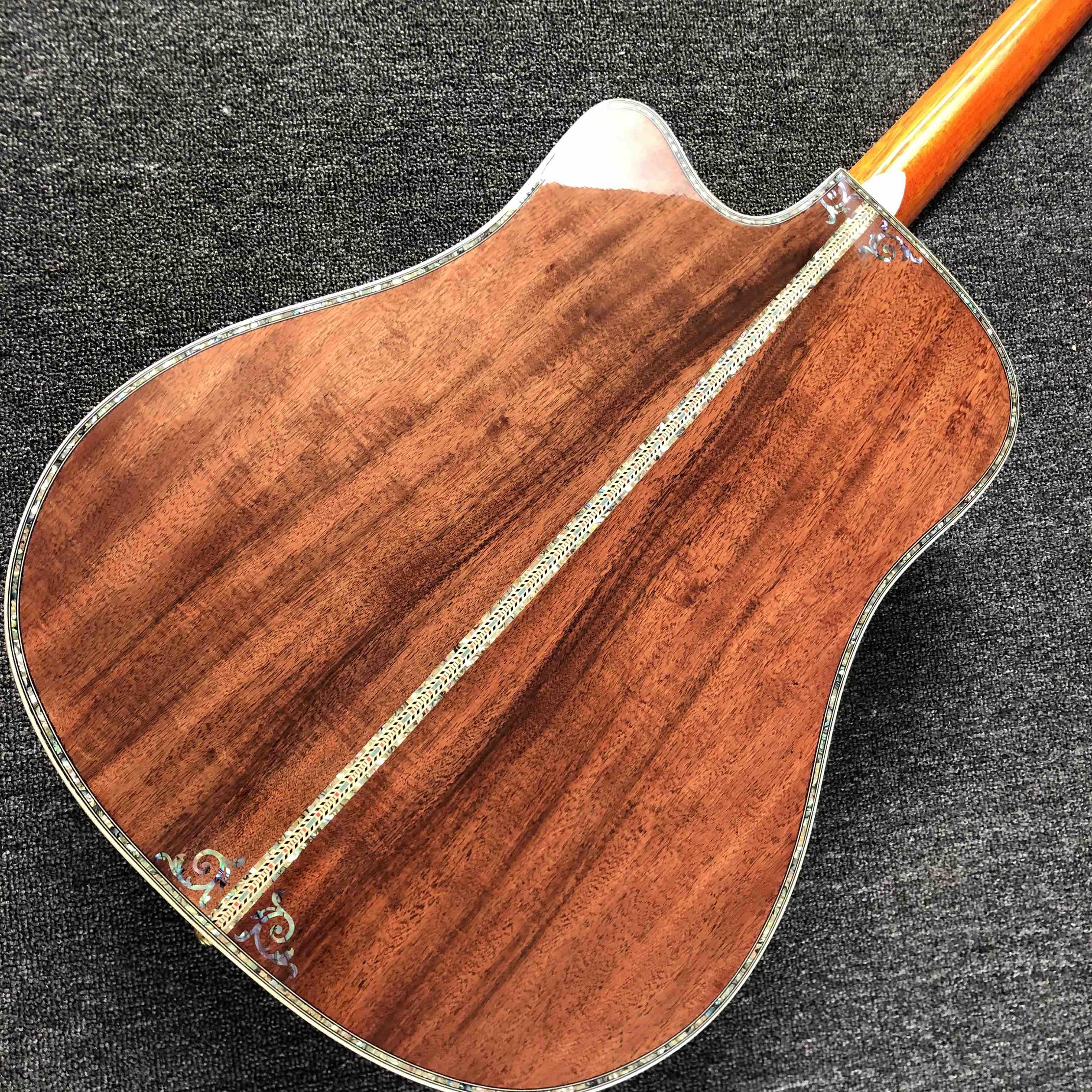 Custom 41 Inch Solid KOA Wood Top Cutaway Classic Folk Acoustic Guitar Real Abalone Inlay D-Shape Electric Guitar Wood P