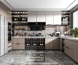 China Lacquer Acrylic Melamine Customized Cabinext Furniture Modern Kitchen Cabinet factory