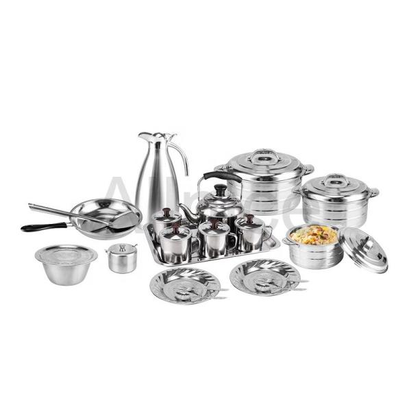 Family use stainless steel 410 cookware set kitchen 21pcs cooking pot water