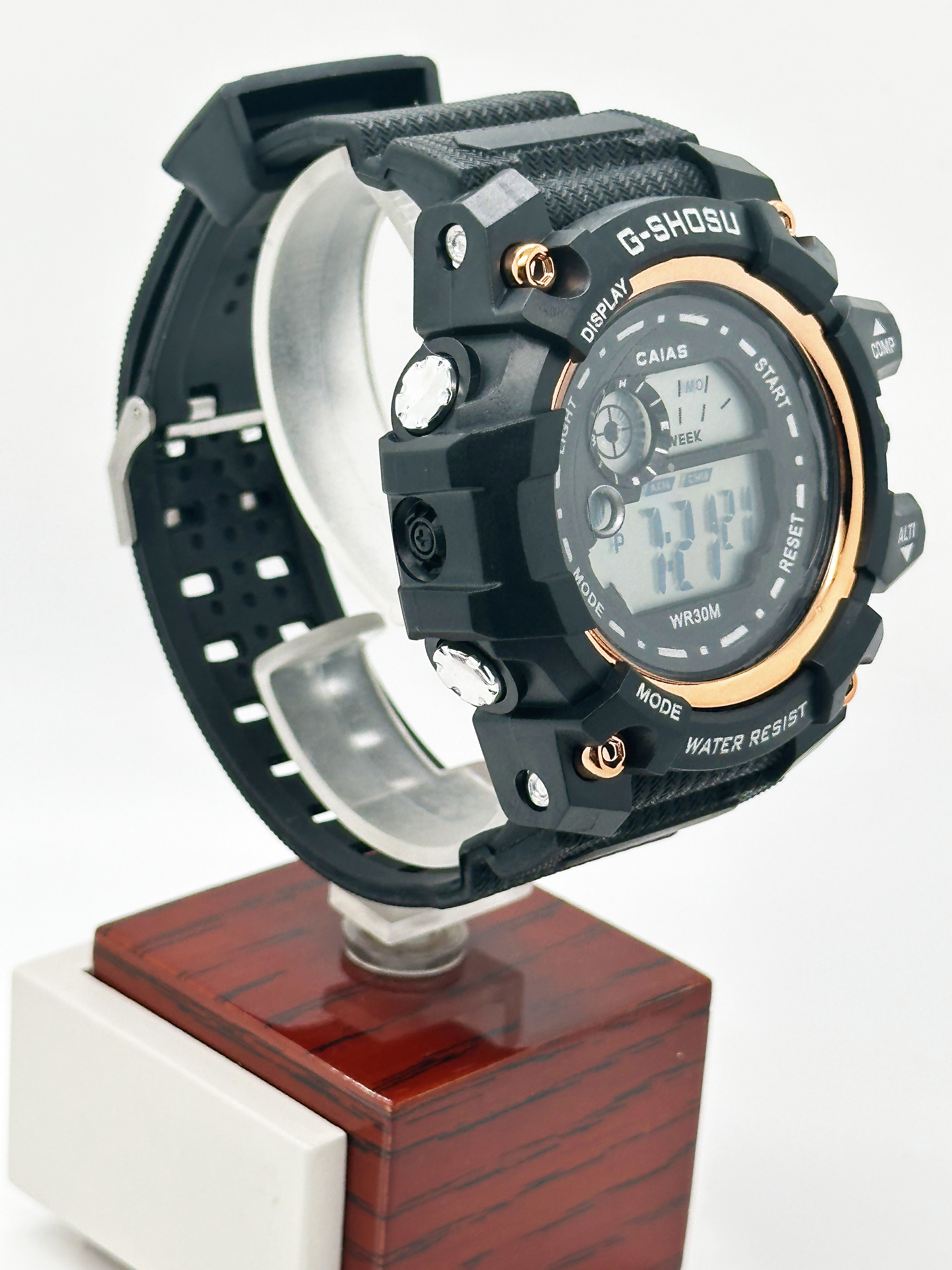 Digital Display Round Men Quartz Watch With Durable Buckle Clasp