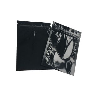 Clear Front Window Stand Up Zipper Pouch Food Grade Smell Proof Matte Black