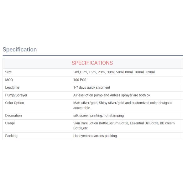 Personal Care 30ml 50ml 100ml 150ml Sunscreen Lotion Bottle PP Airless Bottle