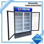 Commercial Double Glazed Glass Door Freezer Direct Cooling For Family Supermarke